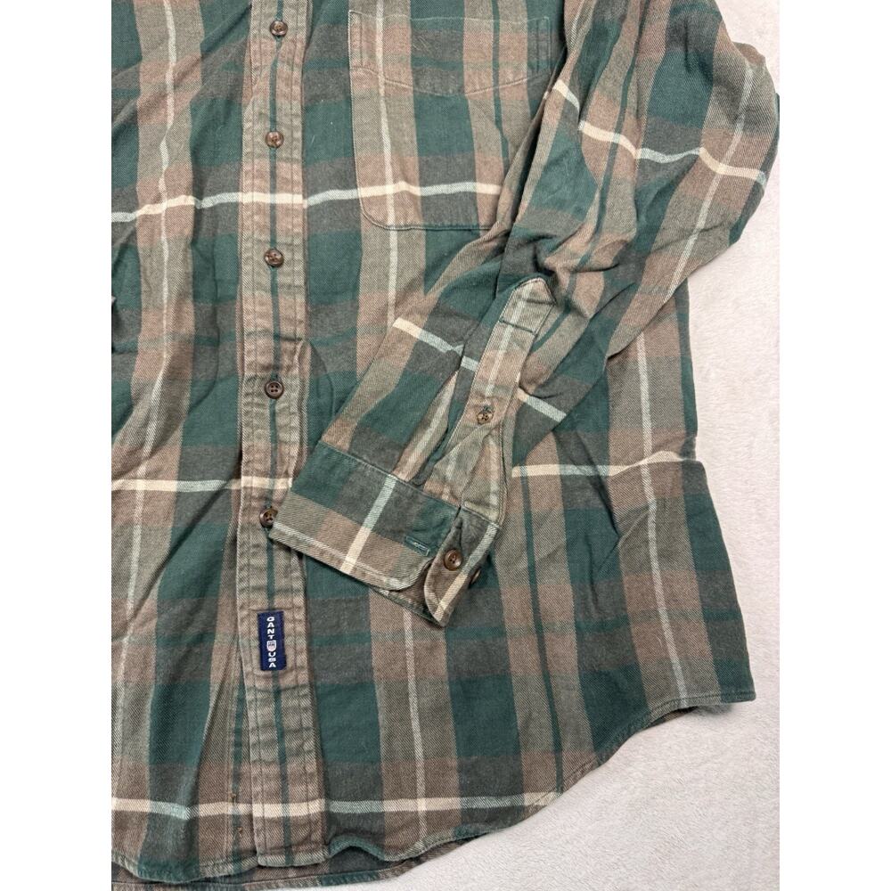 GANT Prairie Flannel Shirt Men’s L Green Brown Plaid Cotton Button Down - Picture 4 of 9
